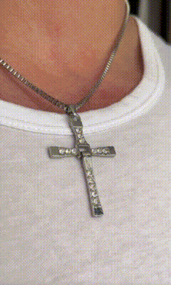 Cross necklace with inlaid stones